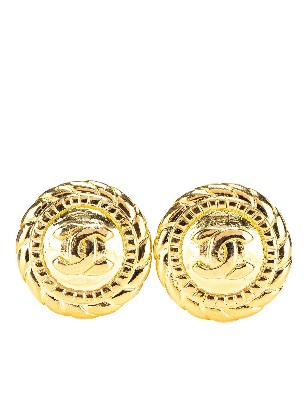 Chanel Gold Plated Cc Button Clip On #357964C37B